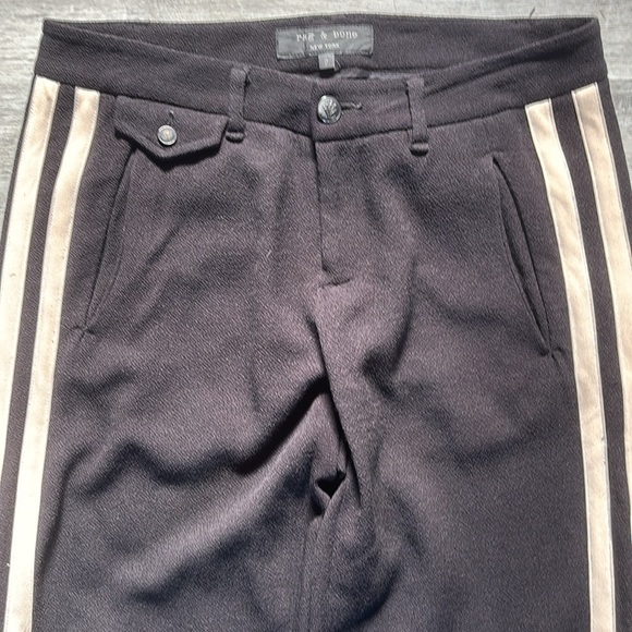 Rag & Bone Milo Side Stripe Zip Track Pants black/cream color Sz 2 - Picture 2 of 11